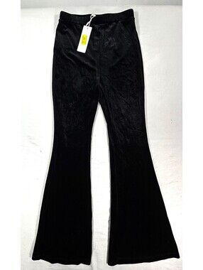 Girls Black Velvet Flare Pants Size 8/10 M Bell Bottom Stretch NWT Y2K